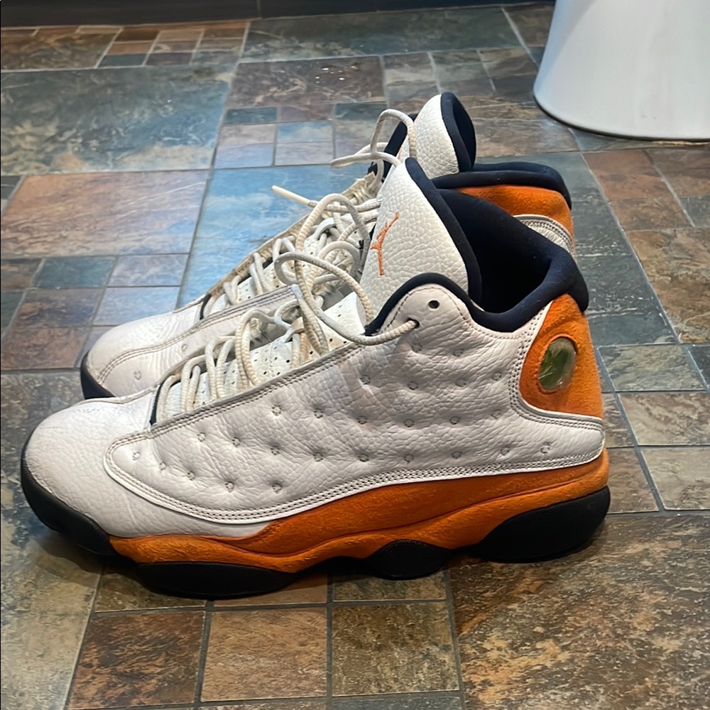 Jordan 13 Men's White and Orange Athletic Shoes